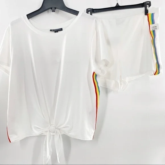 LAST ONE- Inc Super Soft Rainbow Shorts PJ Set - Picture 3 of 5
